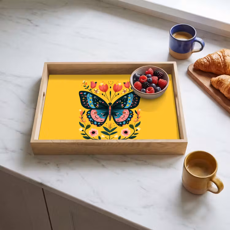 Vassoio - Fiori - Colorati - Farfalle - Ornamentali — 3