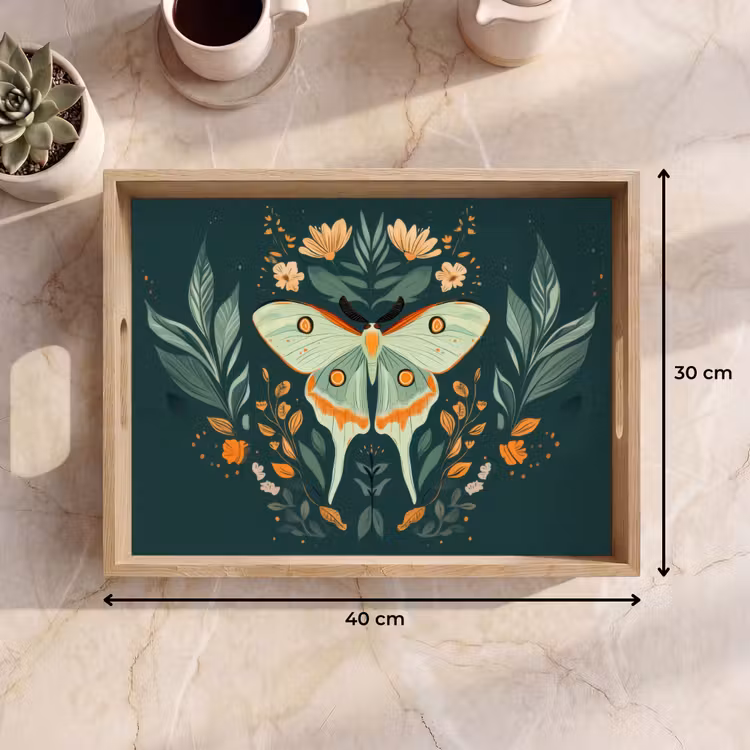 Vassoio - Ornamentale - Farfalla - Verde - Foglie — 7
