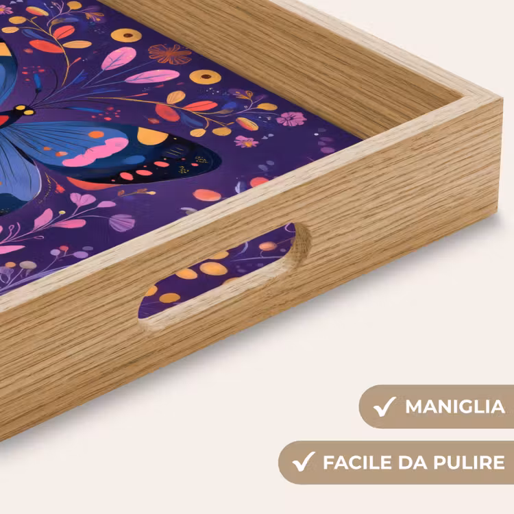 Vassoio - Ornato - Fiori - Farfalla - Viola — 8