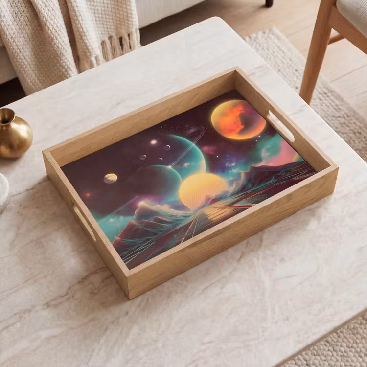 Vassoio - Pianeti - Neon - Paesaggio montano - Sole — 2