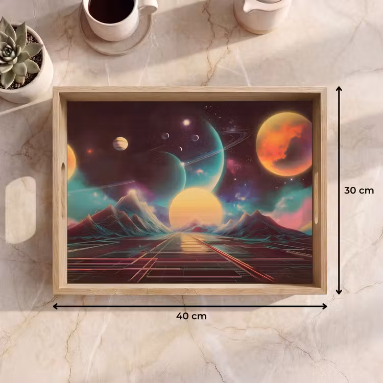 Vassoio - Pianeti - Neon - Paesaggio montano - Sole — 7