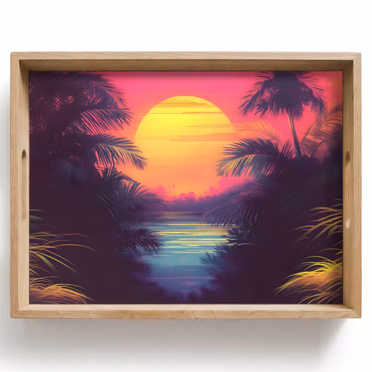 Vassoio - Sole - Giallo - Palme - Tropicale — 1