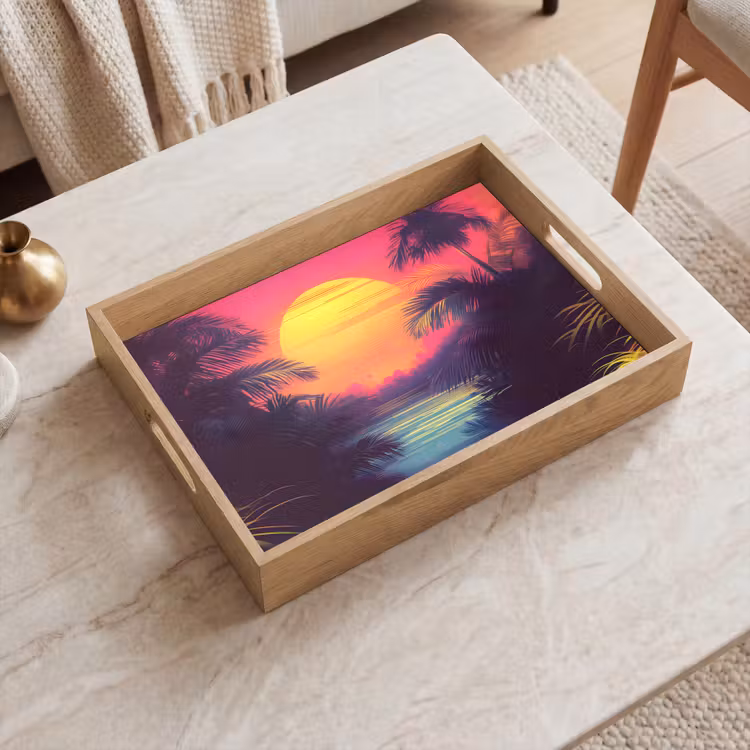 Vassoio - Sole - Giallo - Palme - Tropicale — 2