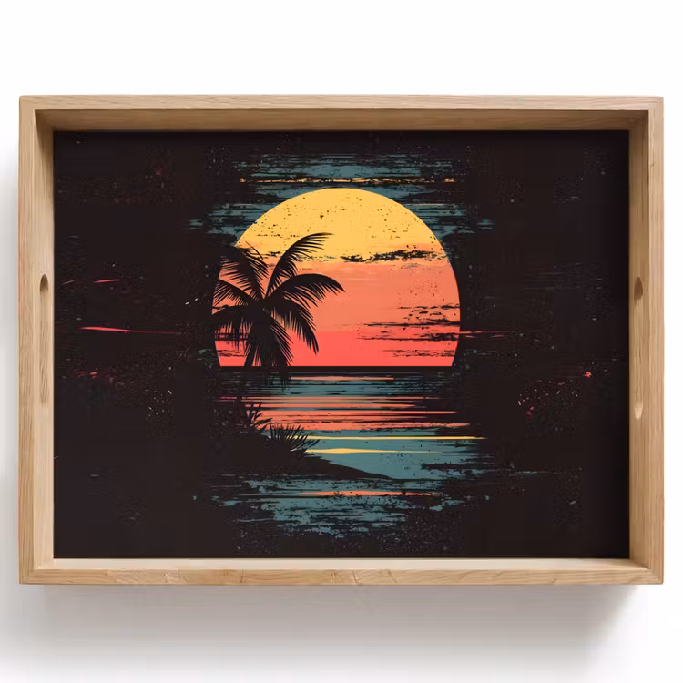 Vassoio - Spiaggia - Minimalista - Sole - Arancione — 1