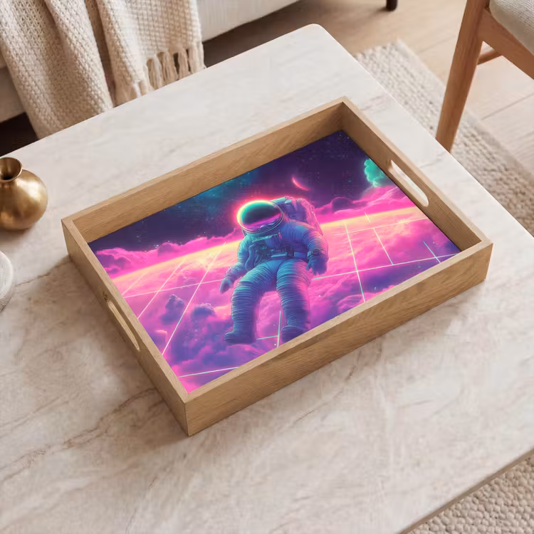 Vassoio - Astronauta - Neon - Rosa - Nuvole — 2