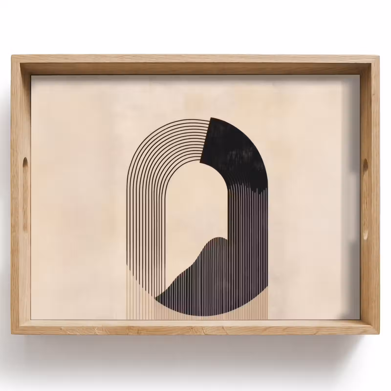 Vassoio - Motivo grafico curvo - Beige — 1