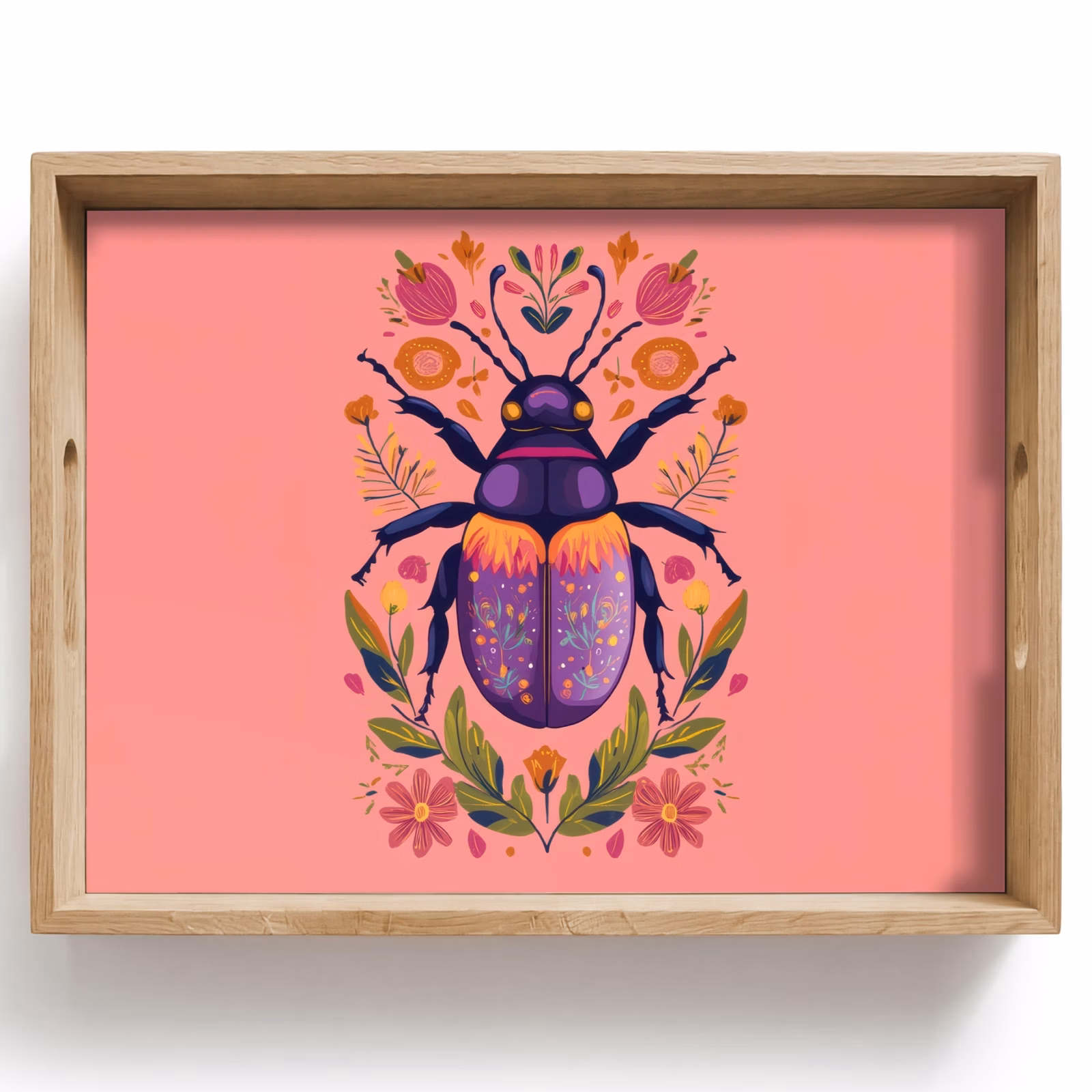 Vassoio - Viola - Scarabeo - Puntini - Fiori — 1