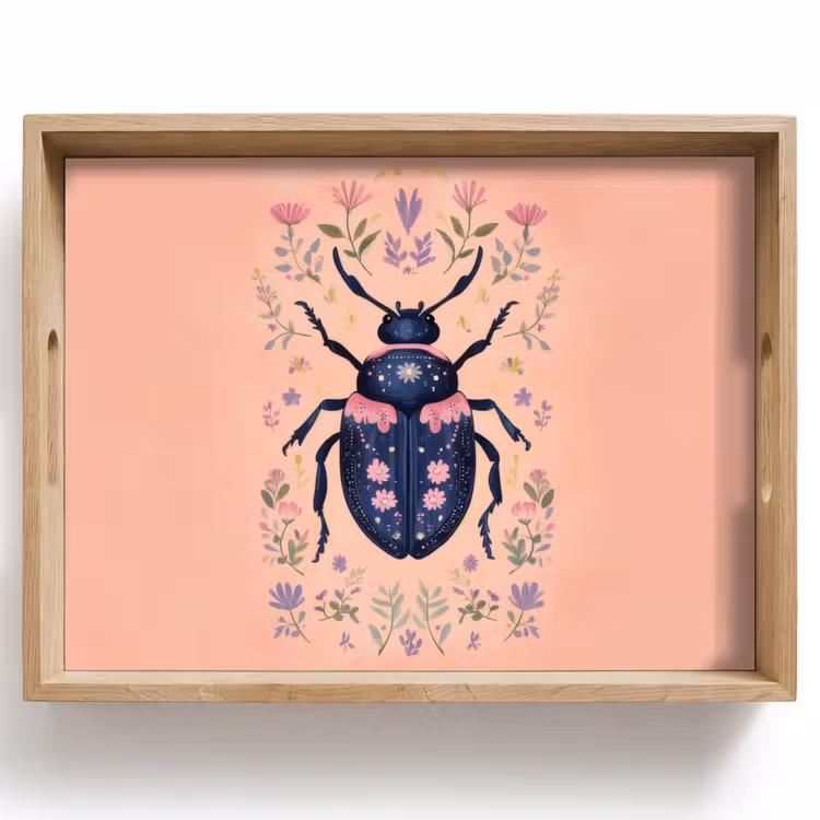 Vassoio - Coleottero - Blu scuro - Fiori - Ornamentali — 1
