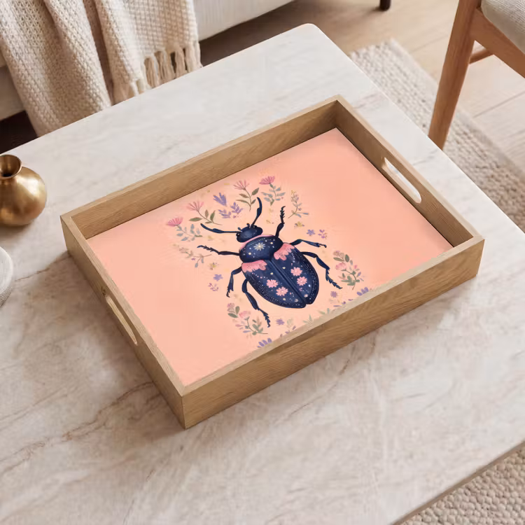 Vassoio - Coleottero - Blu scuro - Fiori - Ornamentali — 2