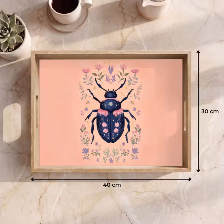 Vassoio - Coleottero - Blu scuro - Fiori - Ornamentali — 7
