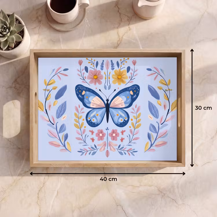 Vassoio - Farfalla - Azzurro - Ornamentale - Fiori — 7
