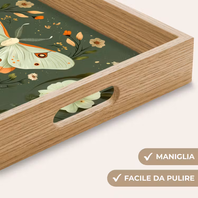 Vassoio - Fiori - Foglie - Verde oliva - Farfalla — 8