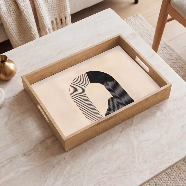 Vassoio - Motivo grafico curvo - Beige — 2