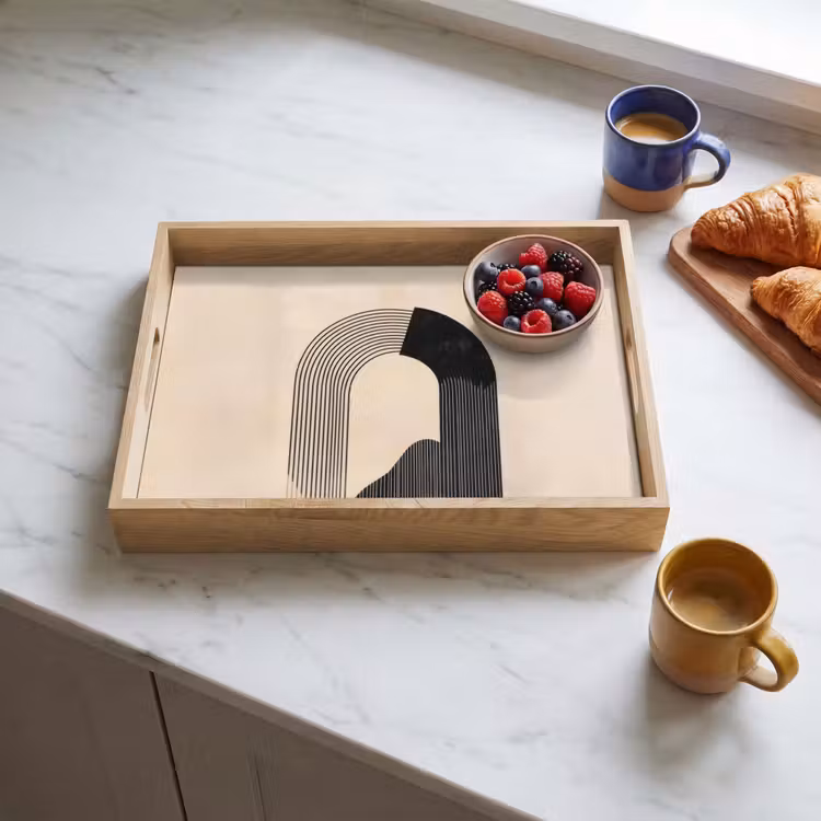 Vassoio - Motivo grafico curvo - Beige — 3