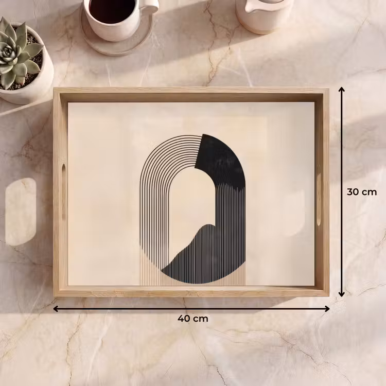 Vassoio - Motivo grafico curvo - Beige — 7