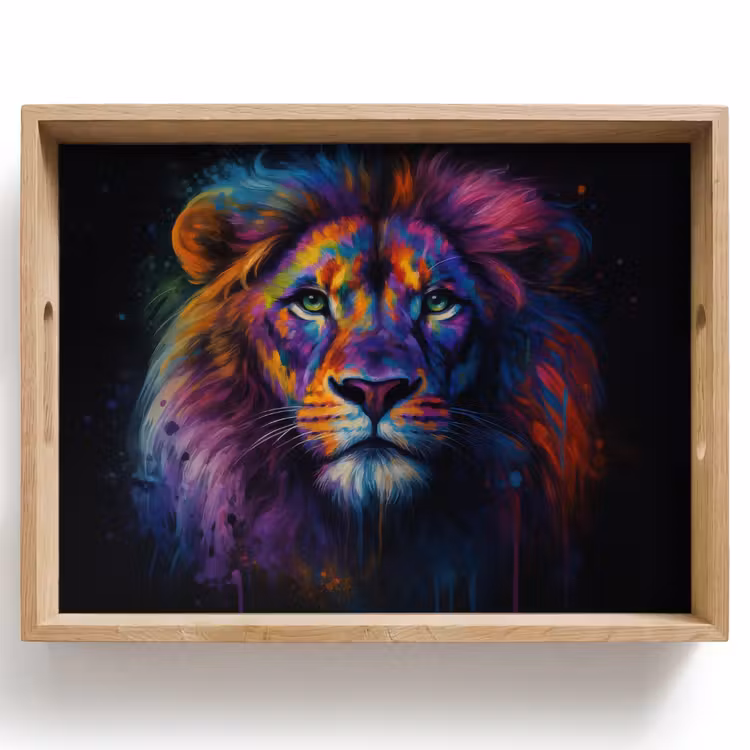 Vassoio - Testa di leone - Colori vivaci - Astratto — 1