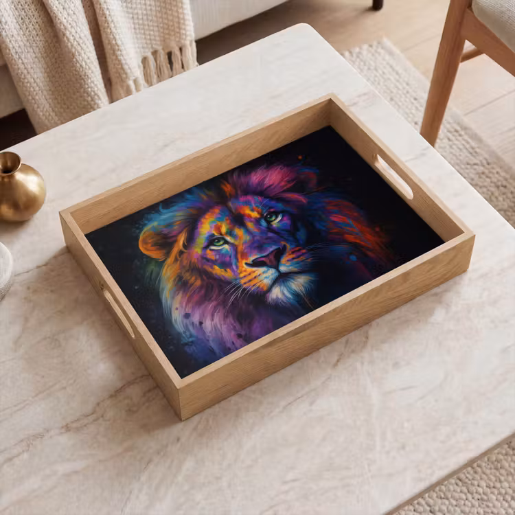 Vassoio - Testa di leone - Colori vivaci - Astratto — 2