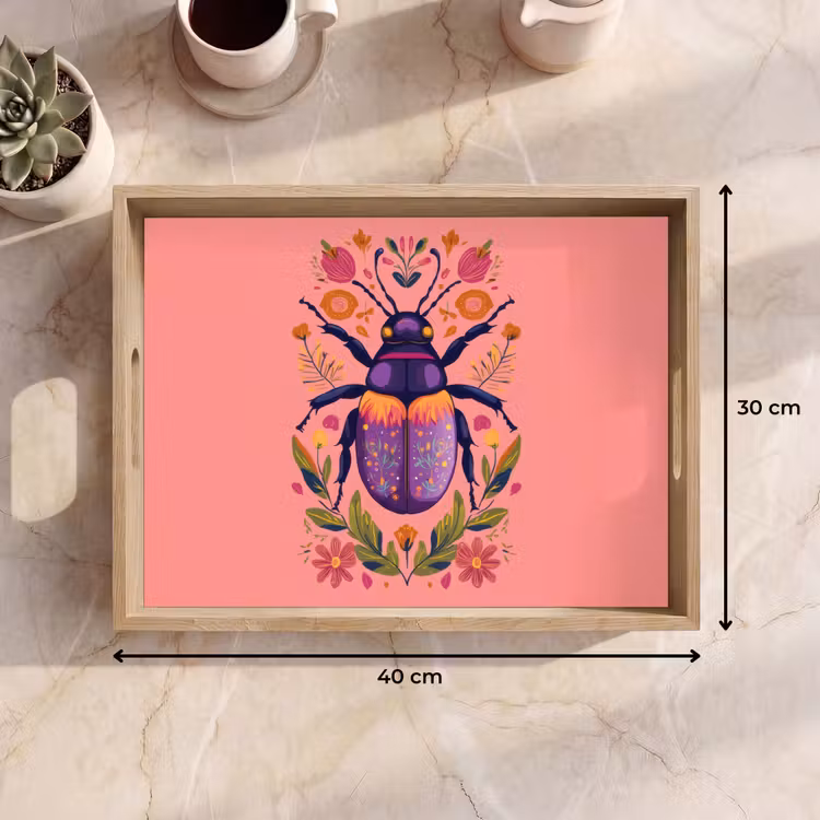 Vassoio - Viola - Scarabeo - Puntini - Fiori — 7