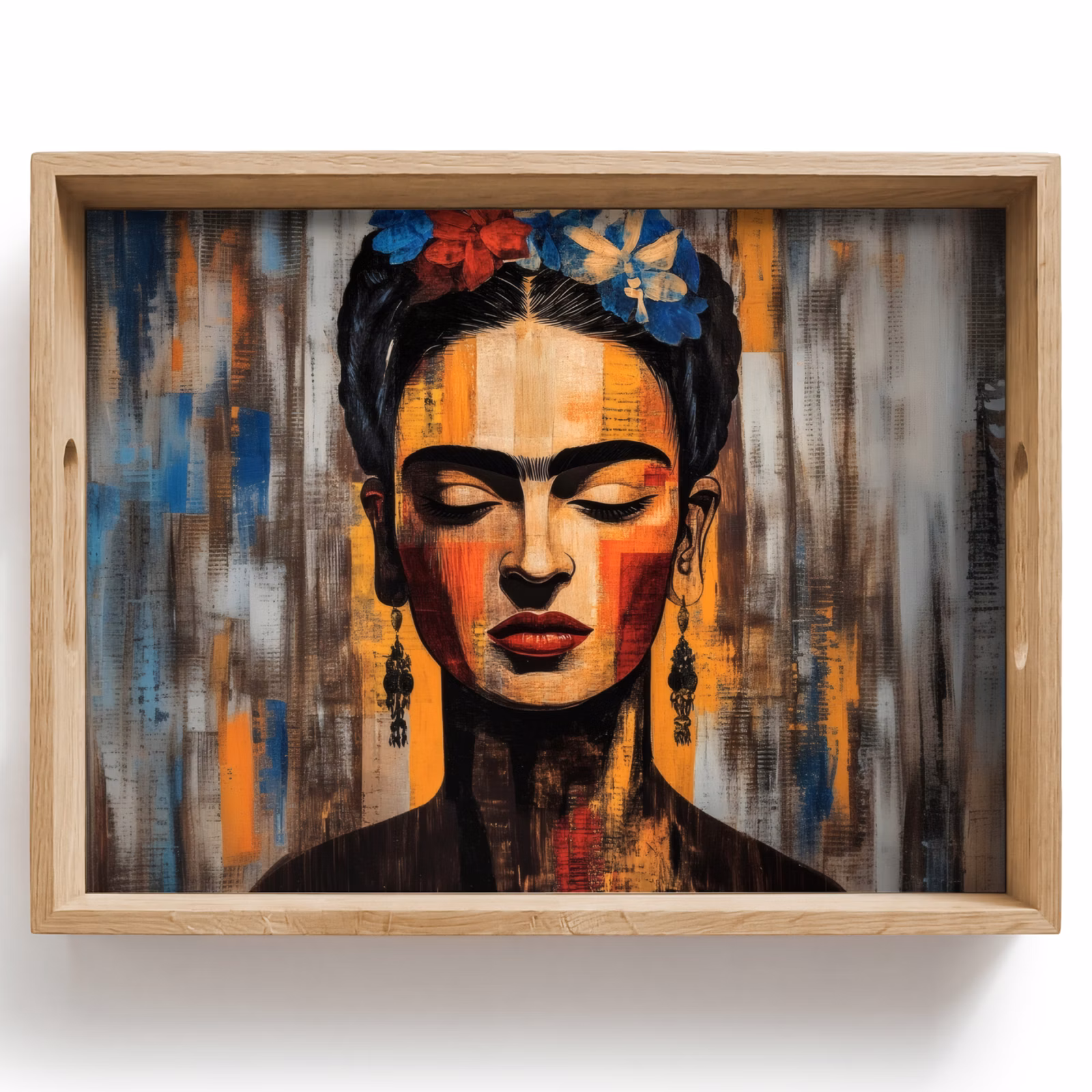Vassoio - Ritratto - Donna - Fiori — 1