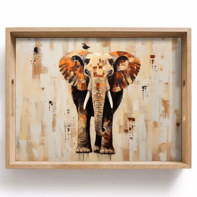 Vassoio - Elefante - Tronco - Mosaico - Astratto — 1