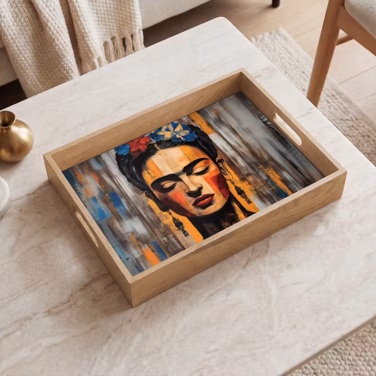 Vassoio - Ritratto - Donna - Fiori — 2