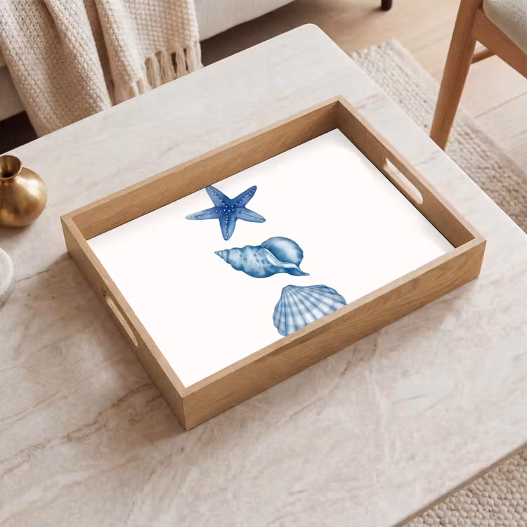 Vassoio - Stella marina - Conchiglie - Blu — 2