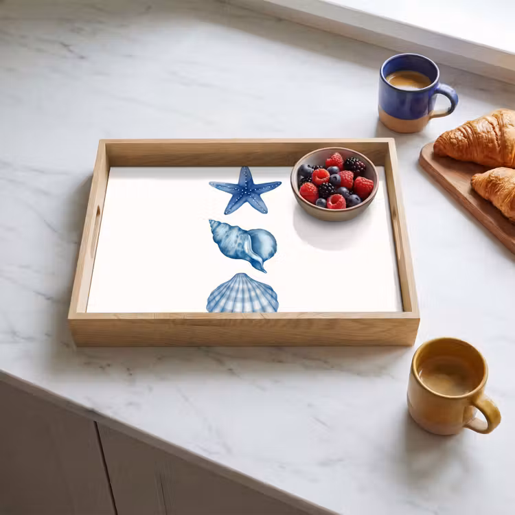 Vassoio - Stella marina - Conchiglie - Blu — 3