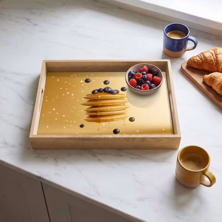 Vassoio - Pancake - Cibo - Miele - Giallo — 3