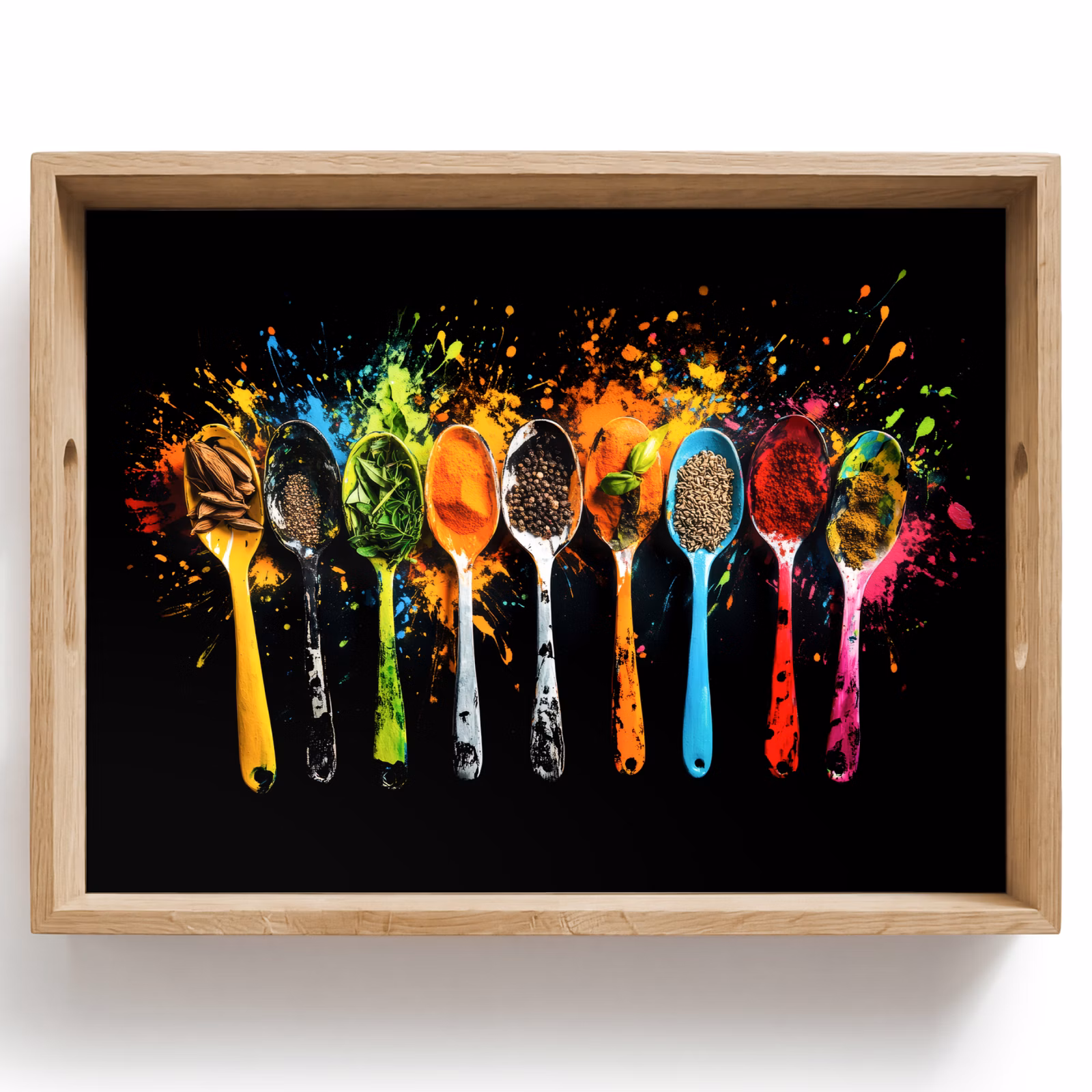 Vassoio - Cucchiai - Spezie - Moderno - Graffiti - Vernice - Colorato — 1