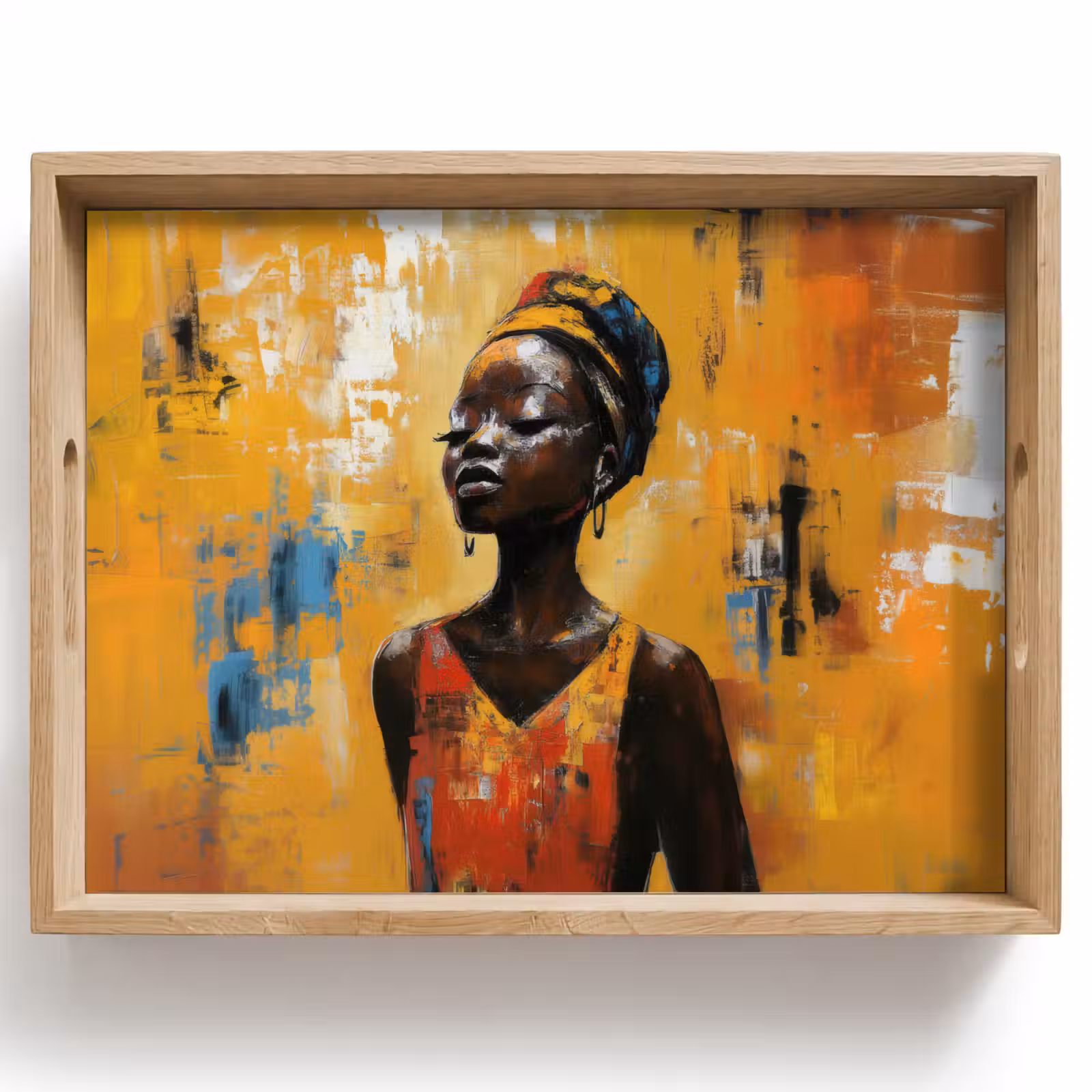 Vassoio - Donna - Occhi - Pennellate - Giallo — 1