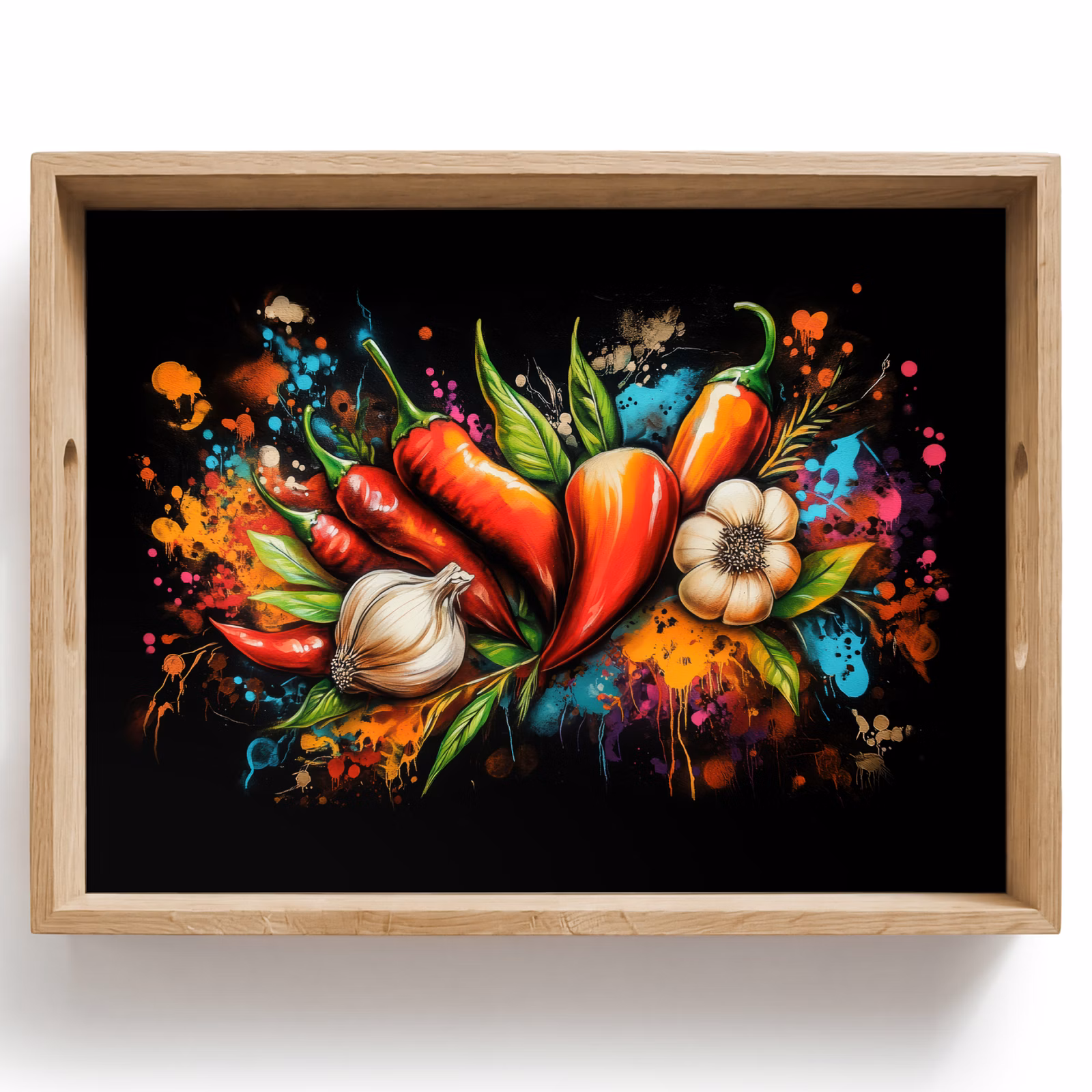 Vassoio - Verdura - Peperone - Aglio - Graffiti - Vernice - Colorato — 1