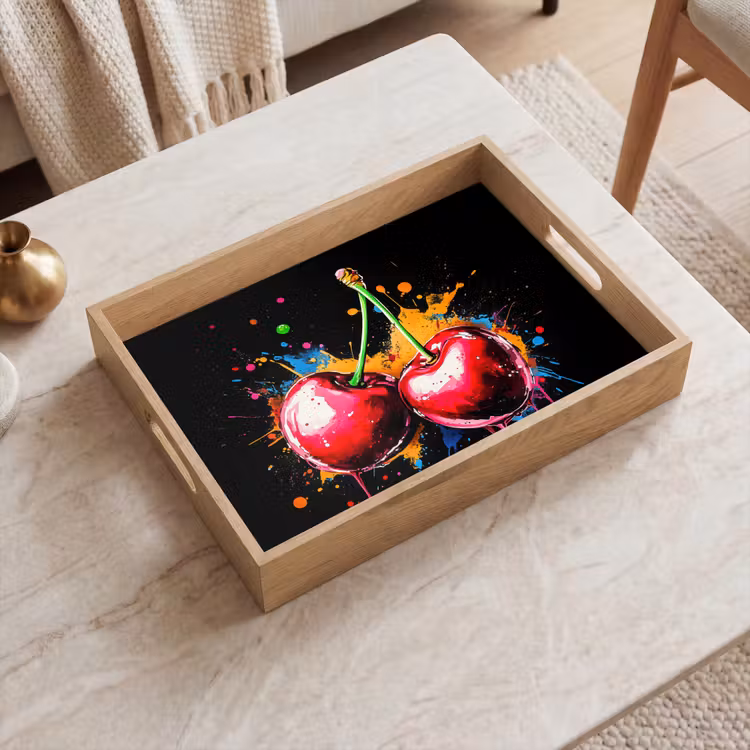 Vassoio - Ciliegie - Frutta - Graffiti - Pittura - Astratto - Moderno - Colorato — 2