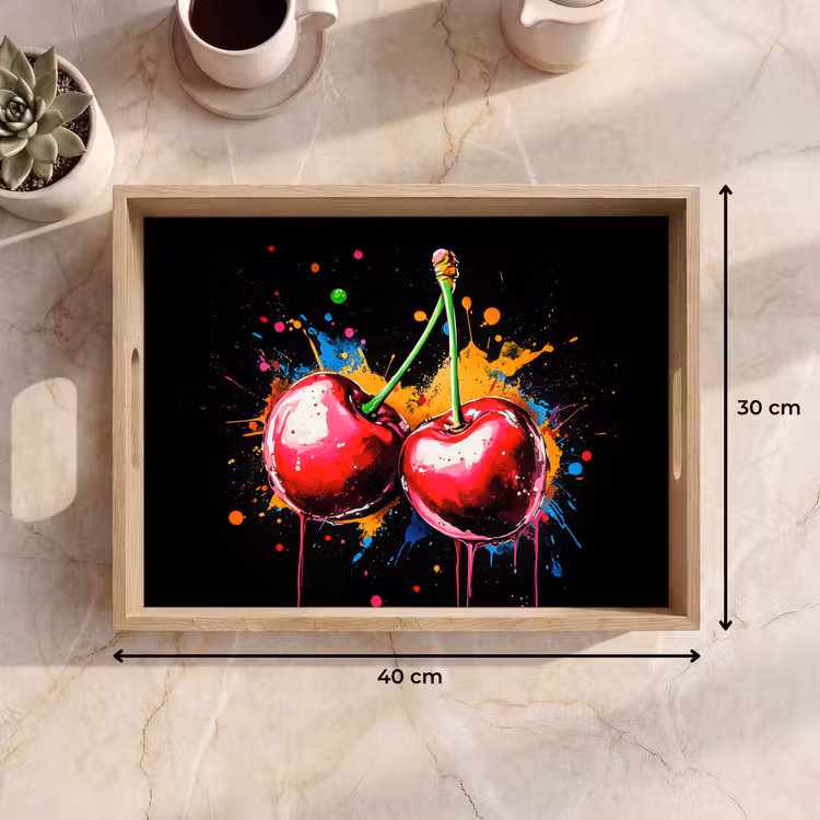 Vassoio - Ciliegie - Frutta - Graffiti - Pittura - Astratto - Moderno - Colorato — 7