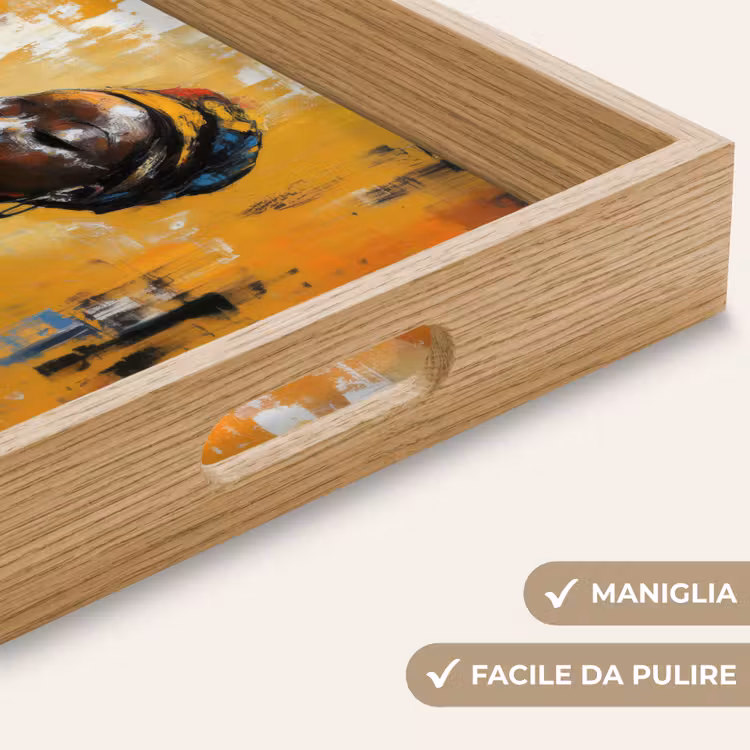 Vassoio - Donna - Occhi - Pennellate - Giallo — 8