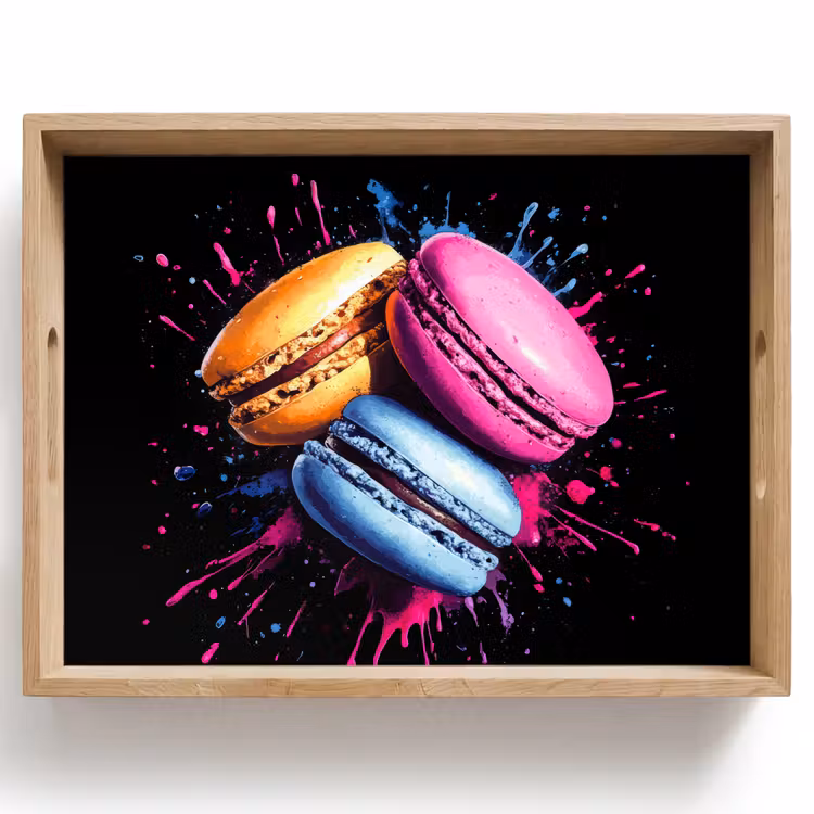 Vassoio - Macaron - Dessert - Graffiti - Colorati - Rosa - Blu - Giallo — 1