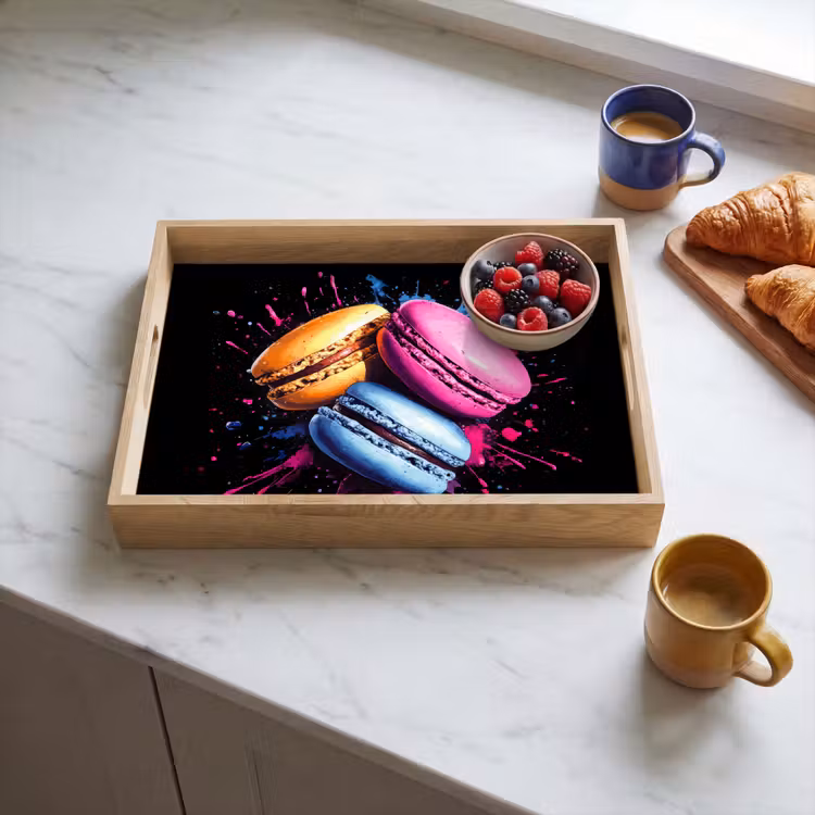 Vassoio - Macaron - Dessert - Graffiti - Colorati - Rosa - Blu - Giallo — 3