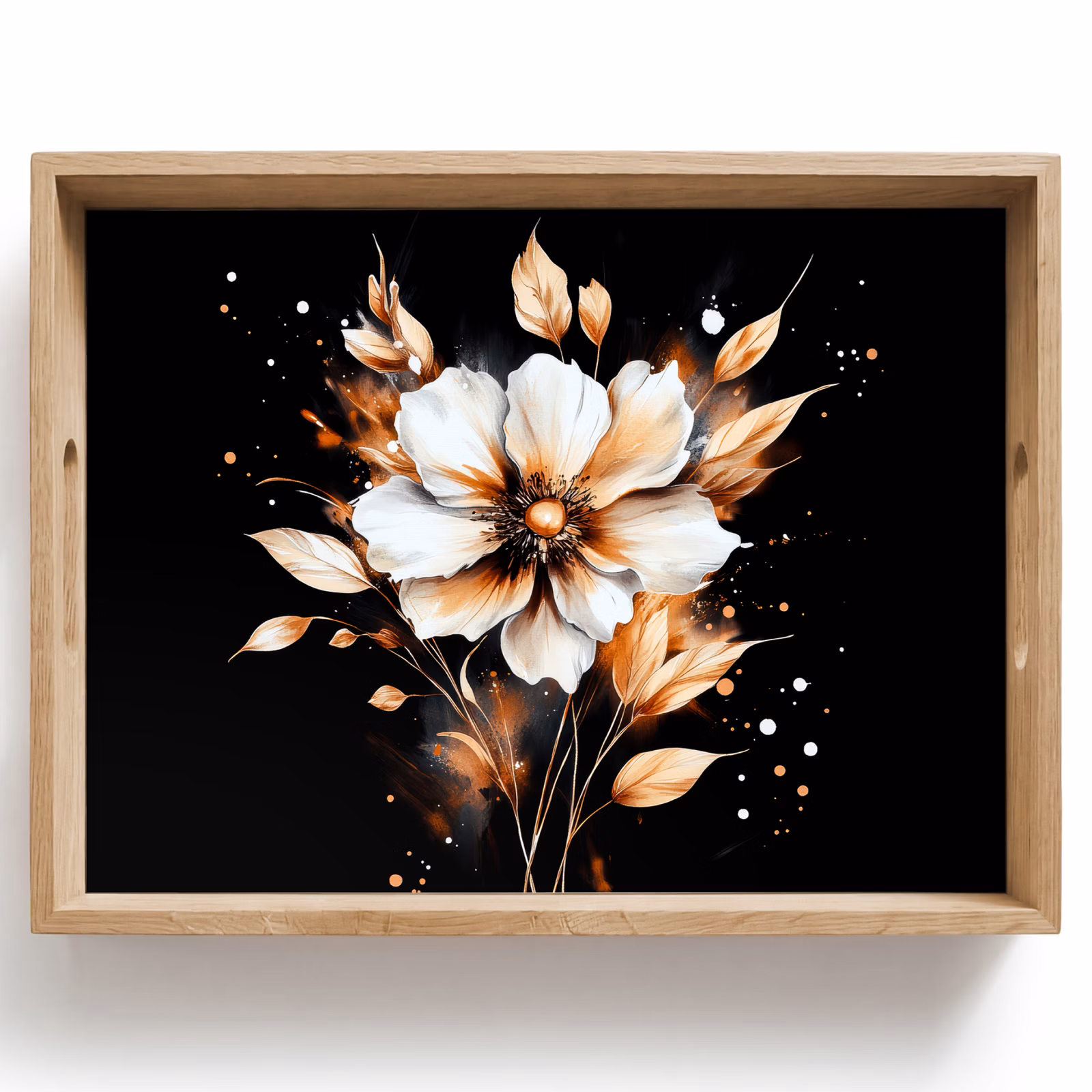 Vassoio - Fiore - Vernice - Oro - Graffiti - Moderno — 1