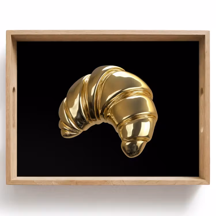 Vassoio - Croissant - Pane - Oro - Nero — 1