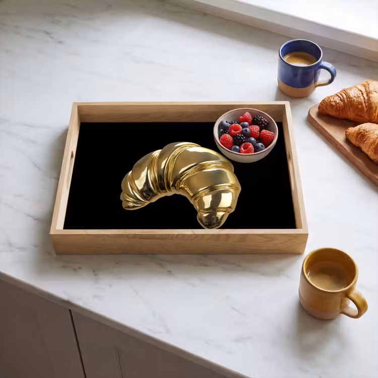 Vassoio - Croissant - Pane - Oro - Nero — 3