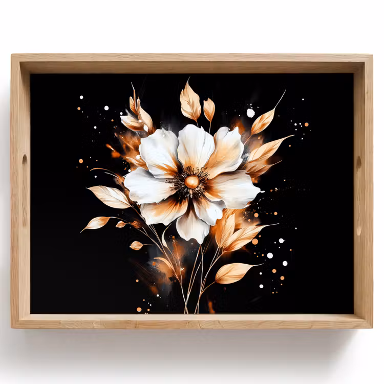 Vassoio - Fiore - Vernice - Oro - Graffiti - Moderno — 1