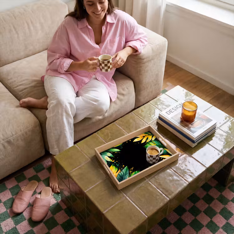Vassoio - Foglie - Verde - Giallo - Vernice - Giungla — 4