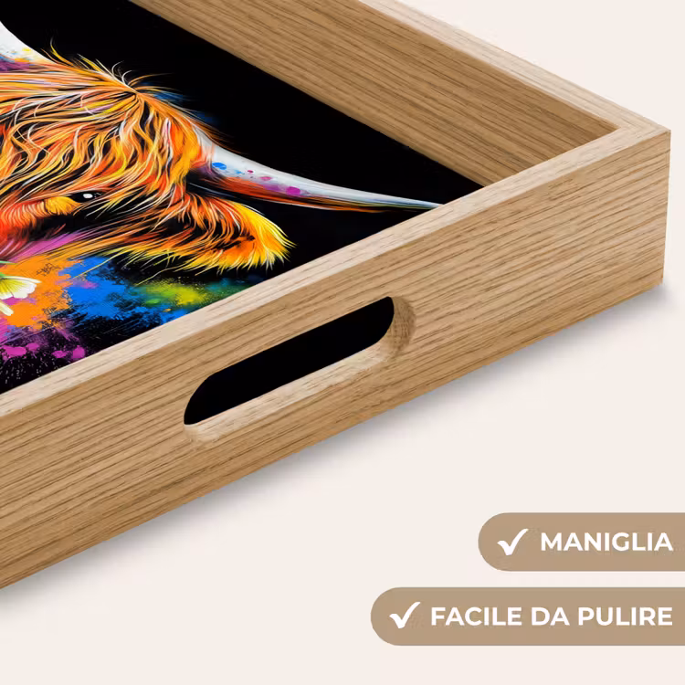 Vassoio - Highlander scozzese - Graffiti - Colorati - Fiori - Animali — 8