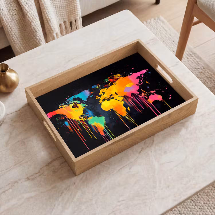 Vassoio - Mappa del mondo - Vernice - Colorata - Graffiti - Mondo — 2
