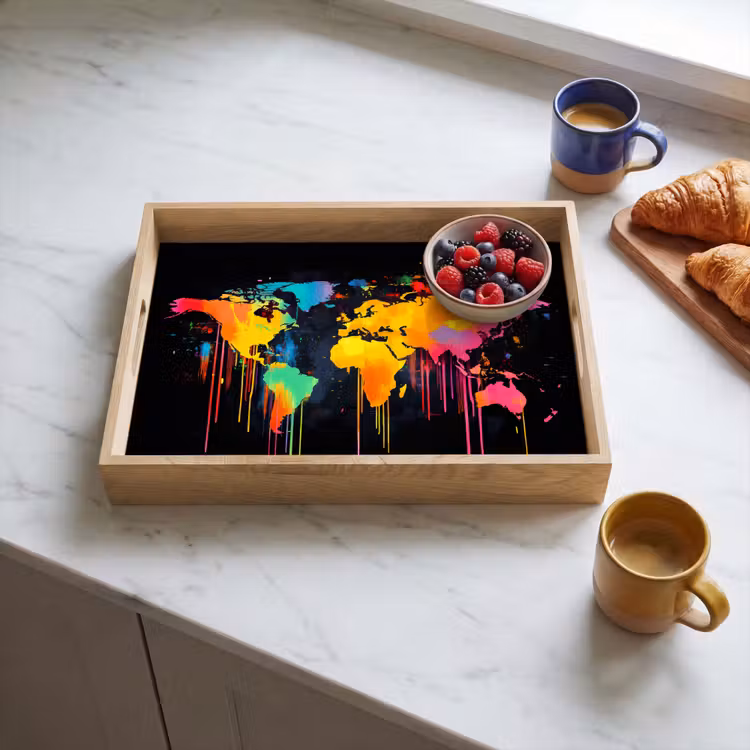 Vassoio - Mappa del mondo - Vernice - Colorata - Graffiti - Mondo — 3
