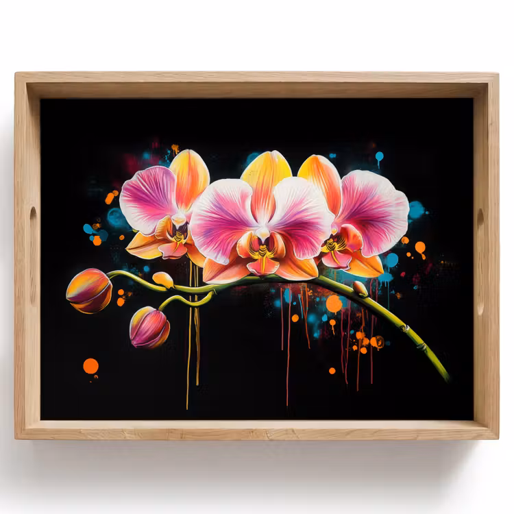 Vassoio - Orchidea - Graffiti - Colorato - Fiori - Astratto — 1
