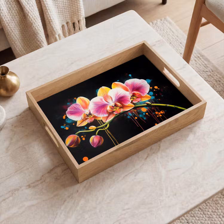 Vassoio - Orchidea - Graffiti - Colorato - Fiori - Astratto — 2