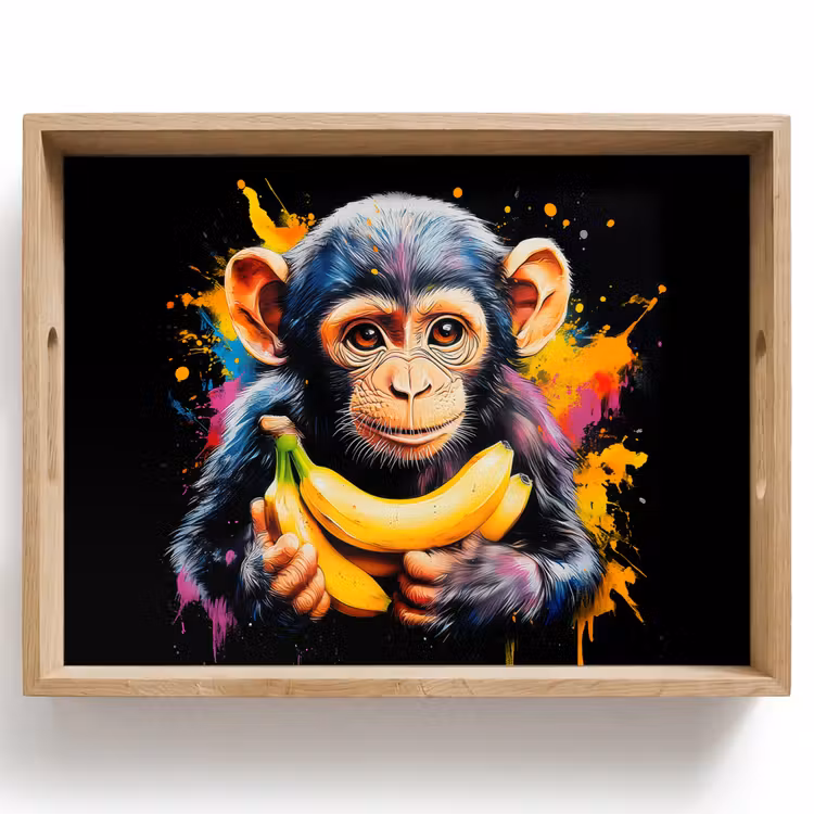Vassoio - Scimmia - Graffiti - Colorato - Banane - Moderno — 1