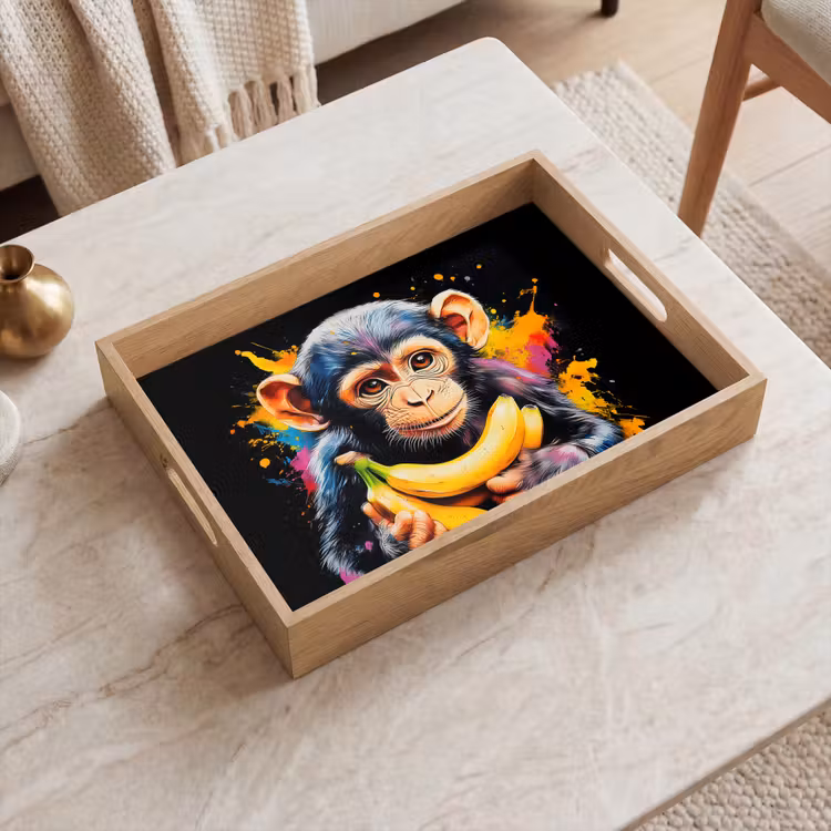 Vassoio - Scimmia - Graffiti - Colorato - Banane - Moderno — 2