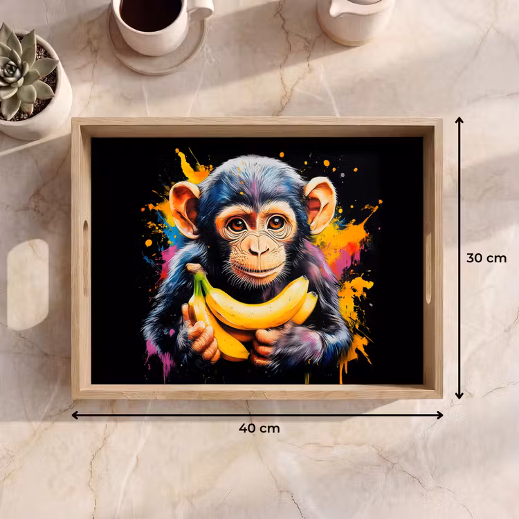 Vassoio - Scimmia - Graffiti - Colorato - Banane - Moderno — 7