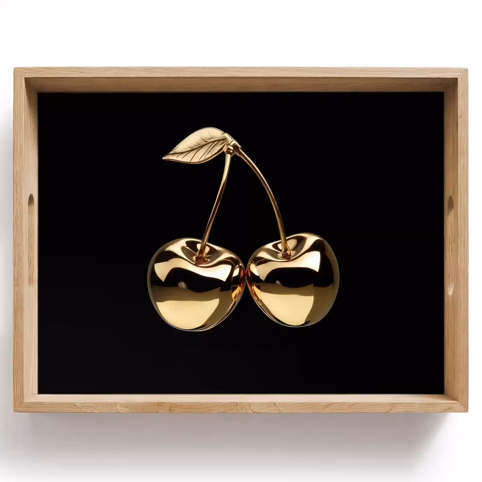 Vassoio - Ciliegio - Nero - Oro - Cromo — 1